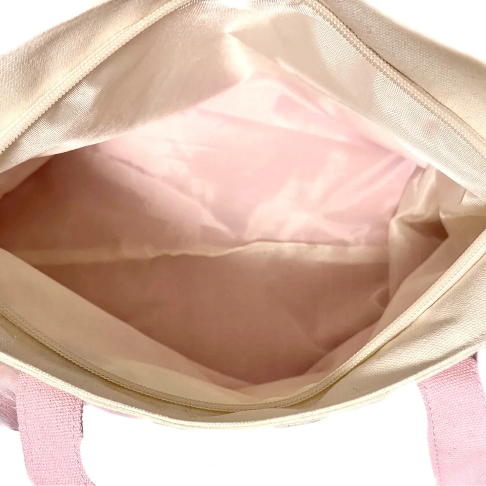 NEW - Adorable Pink & Cream Kawaii Tote Bag Removable Charms Canvas Tote Bag - Picture 3 of 6